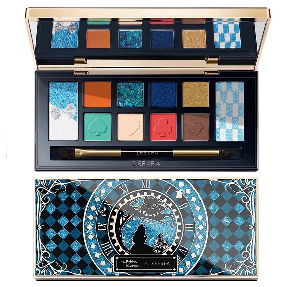 ZEESEA ALICE IN WONDERLAND CHESHIRE CAT BLUE SHADOW PALETTE DIAMOND GLITTER NIB - Picture 1 of 16